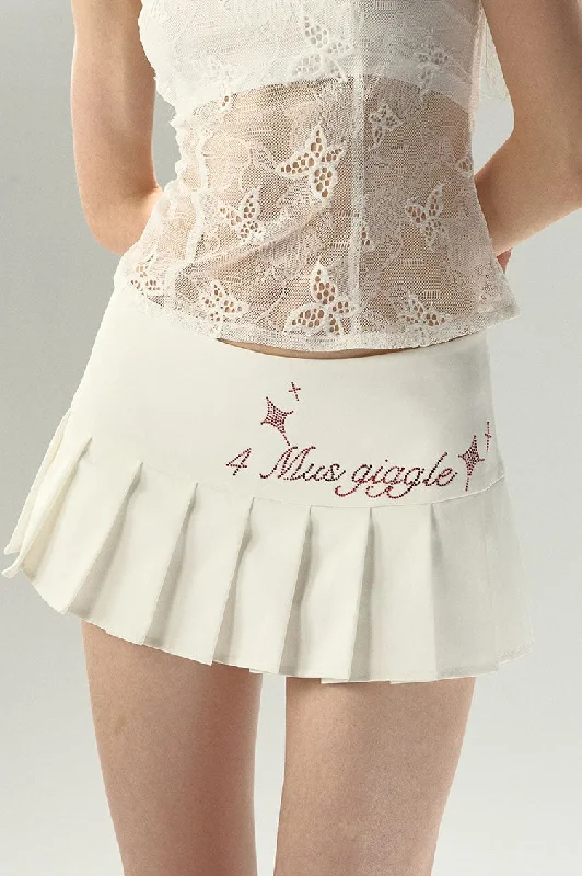 College Style Diamond Pleated Short A-line Skirt 4MU0048 tulle skirt dreamy