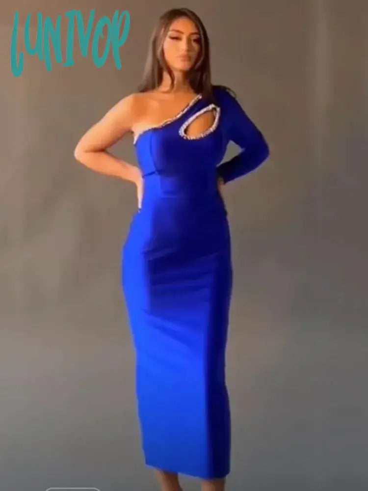 Lunivop New Bodycon Bandage Dress Sexy One Shoulder Diamonds Blue Maxi Long Women Celebrity Fashion Evening Party Dress Vestido Lace Sexy Club Lunivop New Bodycon Bandage Dress Sexy One Shoulder Diamonds Blue Maxi Long Women Celebrity Fashion Evening Party Dress Vestido Lace Sexy Club