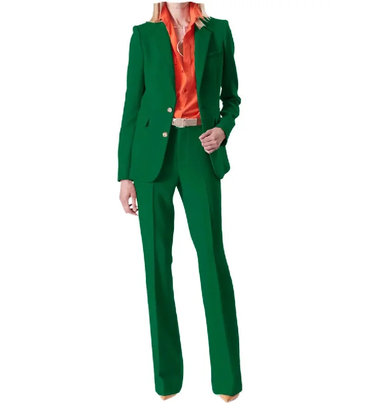 2 piece Notch Lapel Women Suit (Blazer+Pants) Chic Black Leggings