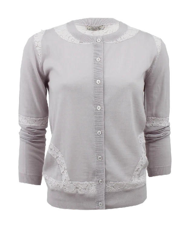 Button Lace Detail Cardigan Satin Fabric Silk Fabric Chiffon Fabric