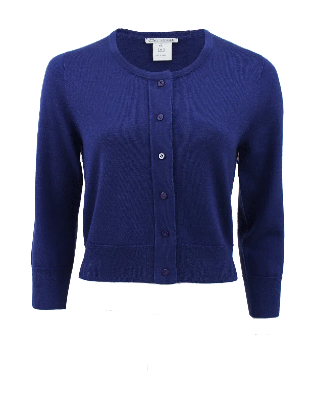 Cropped Cardigan Satin Blend Silk Blend Wool Blend