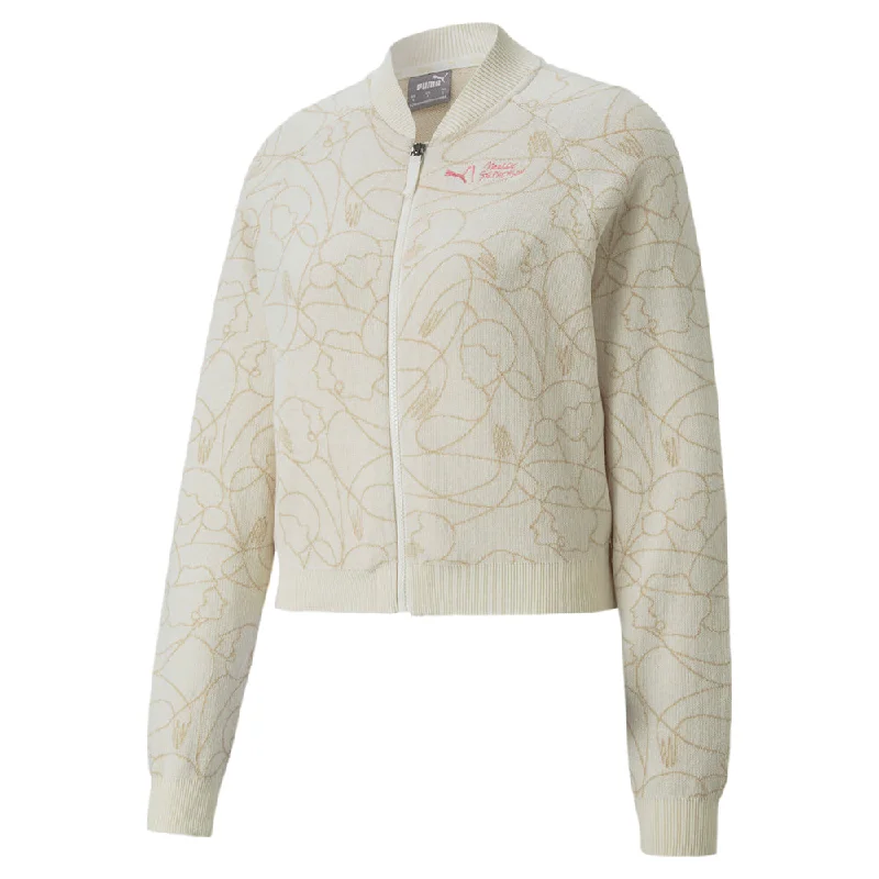 Maggie X Knit Graphic Full-Zip Jacket Stand-Up Collar Roll-Neck Collar Turtle Neck