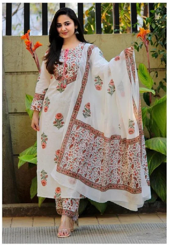 Women'S Party Wear Flower Printed Kurta With Pant And Duppata Set - Dwija Fashion Casual Skinny Fit Pants Women'S Party Wear Flower Printed Kurta With Pant And Duppata Set - Dwija Fashion Casual Skinny Fit Pants