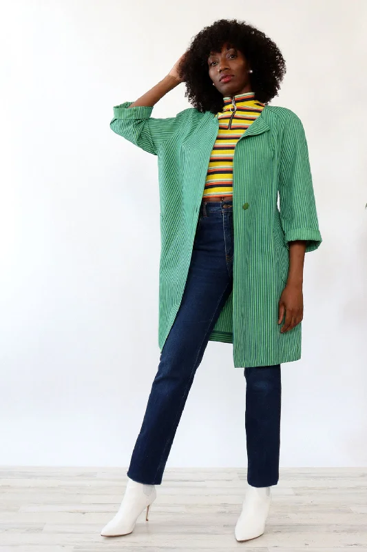 Lime Denim Stripe Jacket S/M Striped Jacket Polka Dot Jacket Floral Jacket