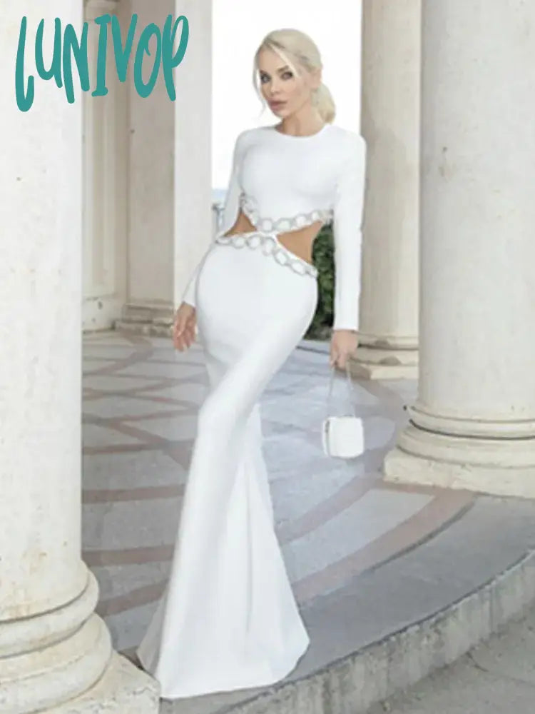 Lunivop Women Summer Sexy Long Sleeve Black White Diamonds Maxi Long Bandage Dress Elegant Evening Club Party Dress Tunics Print Colorful Lunivop Women Summer Sexy Long Sleeve Black White Diamonds Maxi Long Bandage Dress Elegant Evening Club Party Dress Tunics Print Colorful