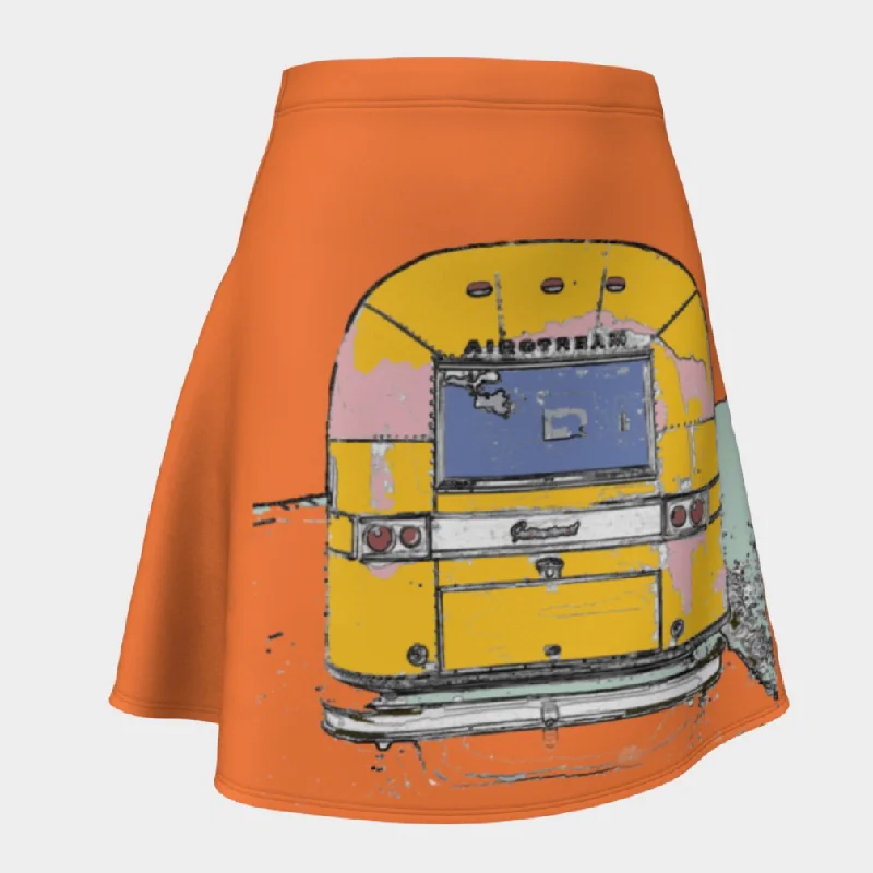 Flair skirt Airstream orange silk skirt lustrous
