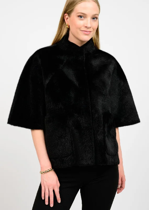 Capelet Faux Jacket Hooded Jacket Caped Jacket Shawl Collar Jacket
