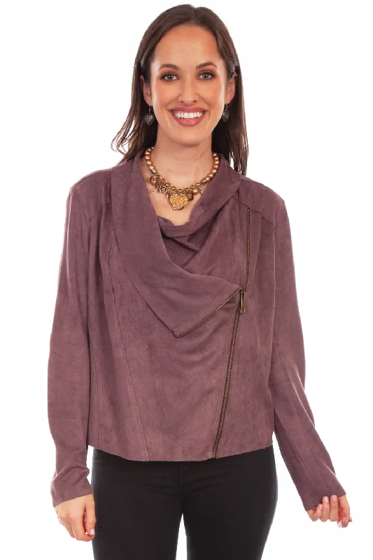 Scully Womens Drape Cross-Over Mauve Poly/Spandex Softshell Jacket Front Pockets Side Pockets Patch Pockets Scully Womens Drape Cross-Over Mauve Poly/Spandex Softshell Jacket Front Pockets Side Pockets Patch Pockets