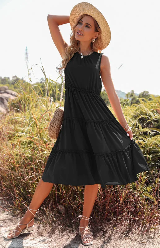 Blue Zone Planet |  Sleeveless Tank Top Cake Dress Midi Dress stylish tank top