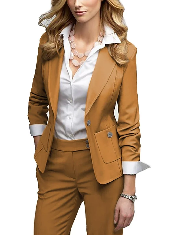 Women's Casual 2 Pieces Slim Fit Solid Color Peak Lapel Suit (Blazer+Pants) Sleek Black Pants Women's Casual 2 Pieces Slim Fit Solid Color Peak Lapel Suit (Blazer+Pants) Sleek Black Pants