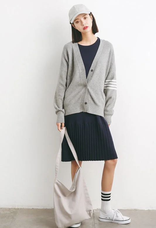 Oversized Cardigan W/ Stripe Elasticated Padded Insulated