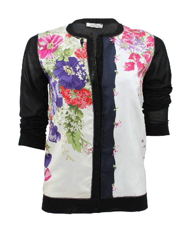 Silk Front Cardigan Boat Neck Shawl Collar Notched Collar
