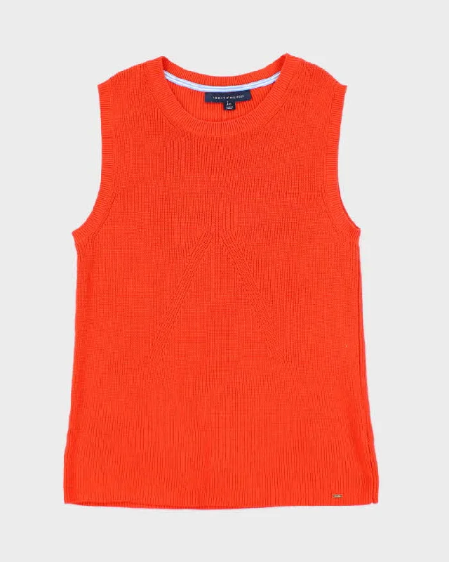 Vintage Tommy Hilfiger Orange Tank Knit - L navy tank top