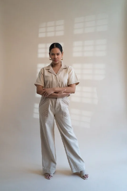 Dawning Patch Pocket Pants Elegant Wool Trousers
