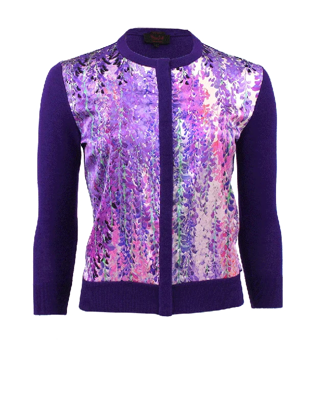 Wisteria Satin Front Cardigan Elasticated Padded Insulated