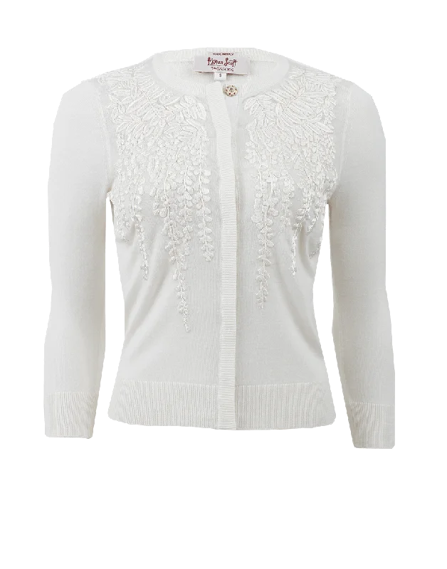 Wisteria Embroidered Cardigan Fitted Loose Oversized