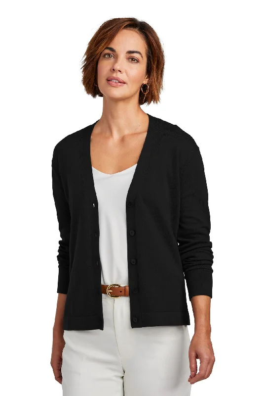 Brooks Brothers Women's Cotton Stretch Cardigan Sweater Satin Blend Silk Blend Wool Blend