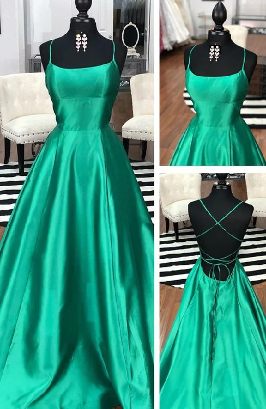 Simple A-Line Scoop Neck Cross Back Green Satin Long Prom Dresses,Evening Party Dresses cg3392 Pencil Length Work Simple A-Line Scoop Neck Cross Back Green Satin Long Prom Dresses,Evening Party Dresses cg3392 Pencil Length Work
