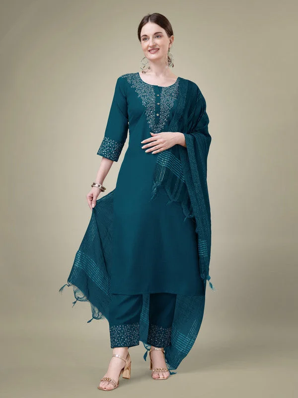 Women's Embroidered Morpichh Cotton Blend Kurta Pant Dupatta Set - Malishka Export Comfortable Denim Leggings Women's Embroidered Morpichh Cotton Blend Kurta Pant Dupatta Set - Malishka Export Comfortable Denim Leggings