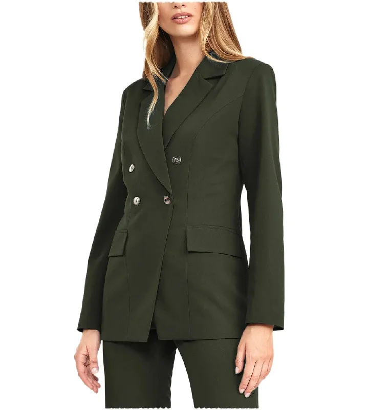 2 Pieces Double Breasted Notch Lapel Women Suit（Blazer+Pants） High-Waist Yoga Pants