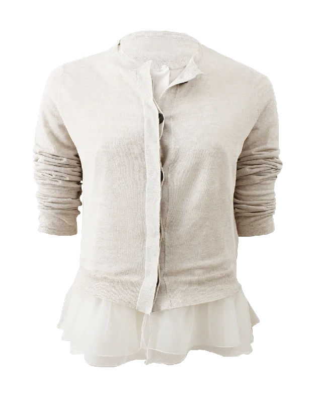 Flutter Hem Cardigan Stretchy Elastic Breathable