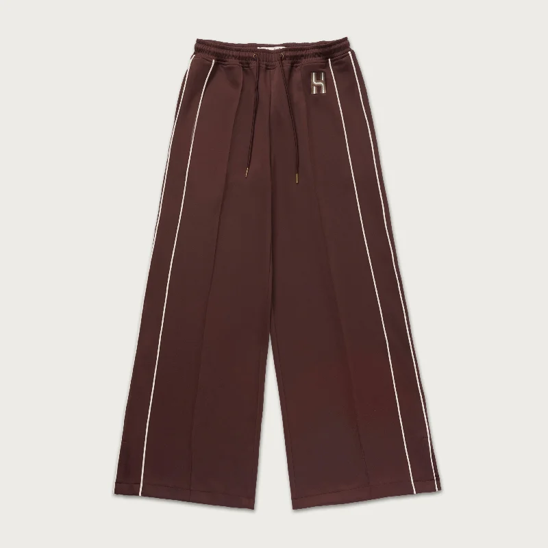 Womens Super Wide Track Pant - Brown Chic Wool Trousers