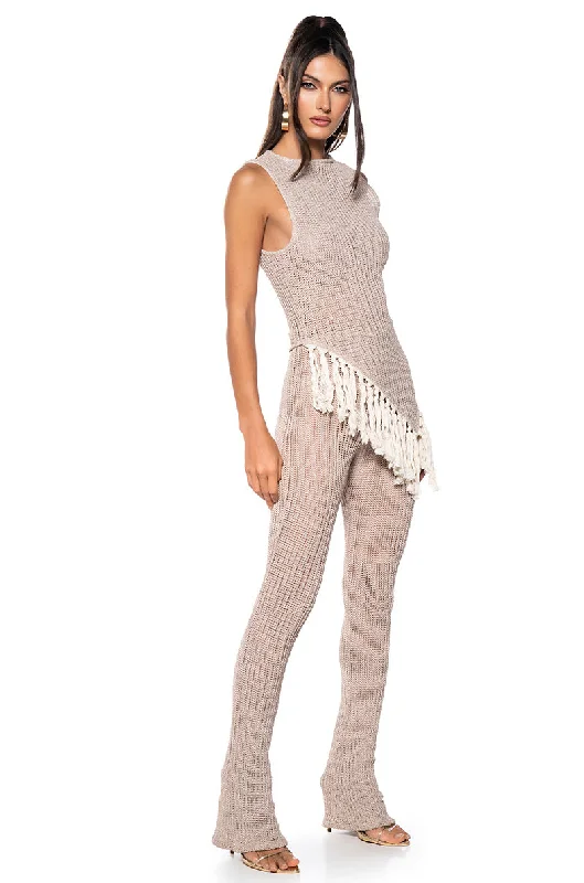 IN THE PARK ASYMMETRICAL TANK AND PANT SET print tank top