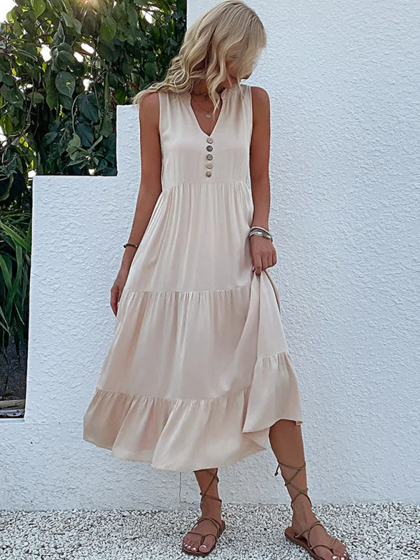 Tank Top Sleeveless Loose Solid Color Dress basic tank top