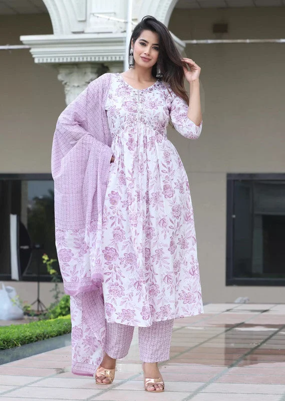 Women's White Viscose Printed Floral Kurta Pant With Dupatta - Malishka Export High-Waist Trousers Women's White Viscose Printed Floral Kurta Pant With Dupatta - Malishka Export High-Waist Trousers