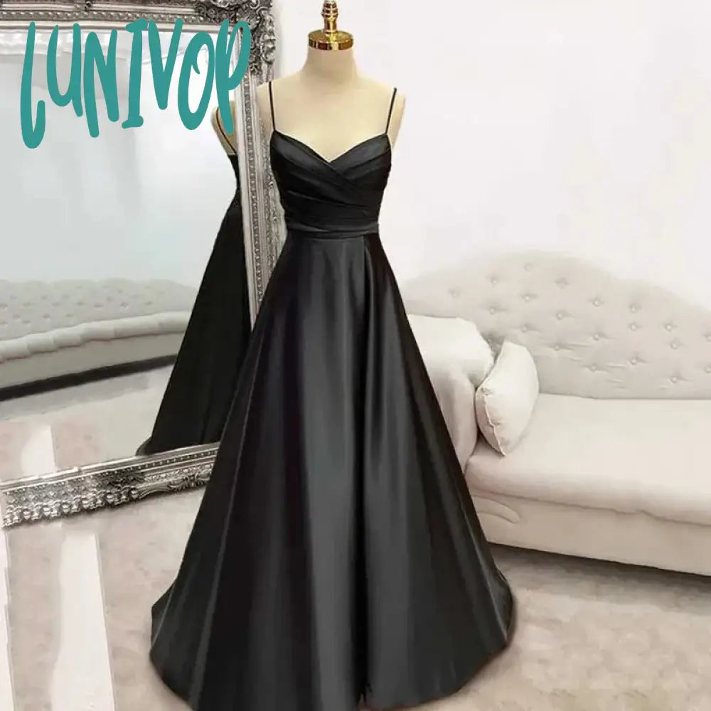 Lunivop Black A Line Formal Prom Dresses V Neck Pleat Wedding Party Dress Spaghetti Strap Special Occasion Dresses robe soirée Tunics Sophisticated sleek Lunivop Black A Line Formal Prom Dresses V Neck Pleat Wedding Party Dress Spaghetti Strap Special Occasion Dresses robe soirée Tunics Sophisticated sleek