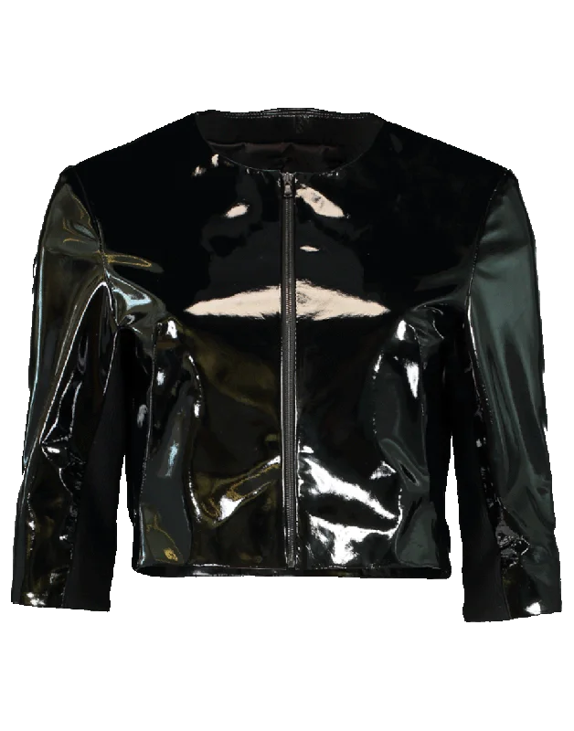 Patent Leather Cardigan Open Front Closed Front Wrap Front