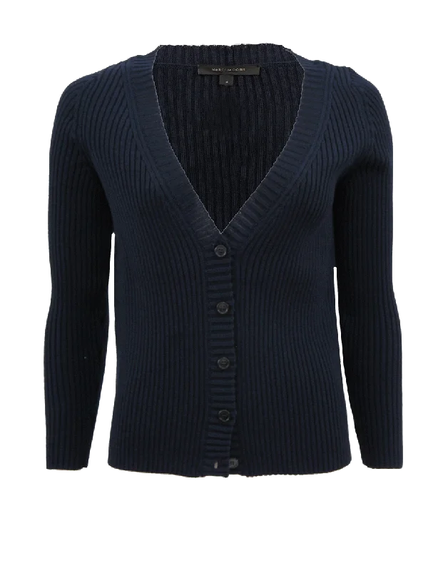 Navy V-Neck Cardigan Lace Blend Ribbed Blend Corduroy Blend