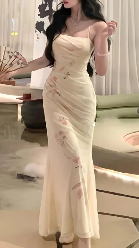 Elegant Ivory Spaghetti Straps Mermaid Long Party Dress Evening Dress, DP4498 Tunics Fashionable trendy Elegant Ivory Spaghetti Straps Mermaid Long Party Dress Evening Dress, DP4498 Tunics Fashionable trendy
