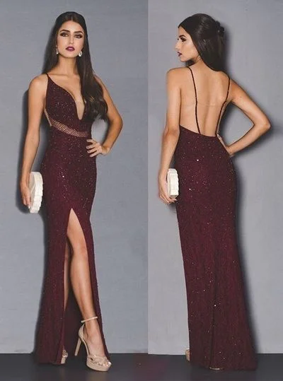 2019 Popular Burgundy Beaded Long Prom Dress,V-Neck Open Back Sexy Evening Party Dress cg800 Boatneck Modish Everyday 2019 Popular Burgundy Beaded Long Prom Dress,V-Neck Open Back Sexy Evening Party Dress cg800 Boatneck Modish Everyday