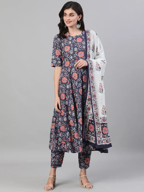 Women's Blue Viscose Printed Kurta And Pant Set With Dupatta - Alvami Trendy Palazzo Pants Women's Blue Viscose Printed Kurta And Pant Set With Dupatta - Alvami Trendy Palazzo Pants