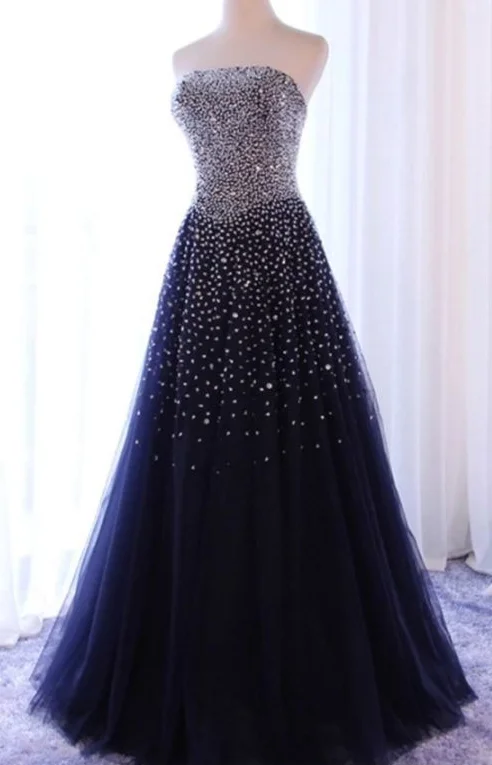 Sparkle Navy Blue Tulle Long Prom Dress, Prom Dresses , Party Dresses cg3994 Tunics Timeless classic Sparkle Navy Blue Tulle Long Prom Dress, Prom Dresses , Party Dresses cg3994 Tunics Timeless classic