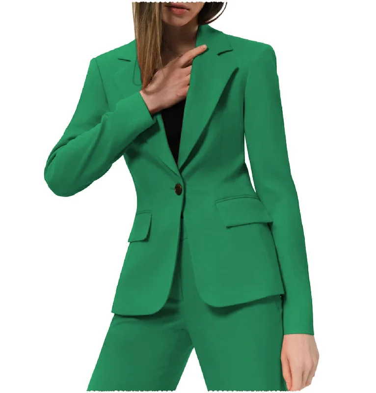 2 Pieces Notch Lapel Single Buttons Women Suit (Blazer+Pants) Slim Fit Casual Pants