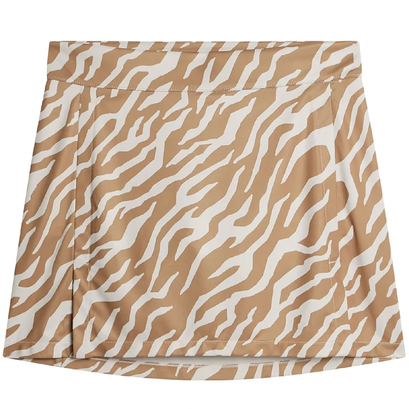 Womens Amelie Mid Print Skirt Tour Tigers Eye - SS25 wool skirt sturdy
