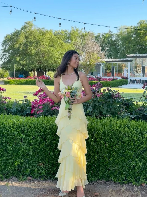 Elegant Light Yellow Mermaid Long Party Dress Wedding Guest Dress, DP4542 Tunics Trendy modern Elegant Light Yellow Mermaid Long Party Dress Wedding Guest Dress, DP4542 Tunics Trendy modern