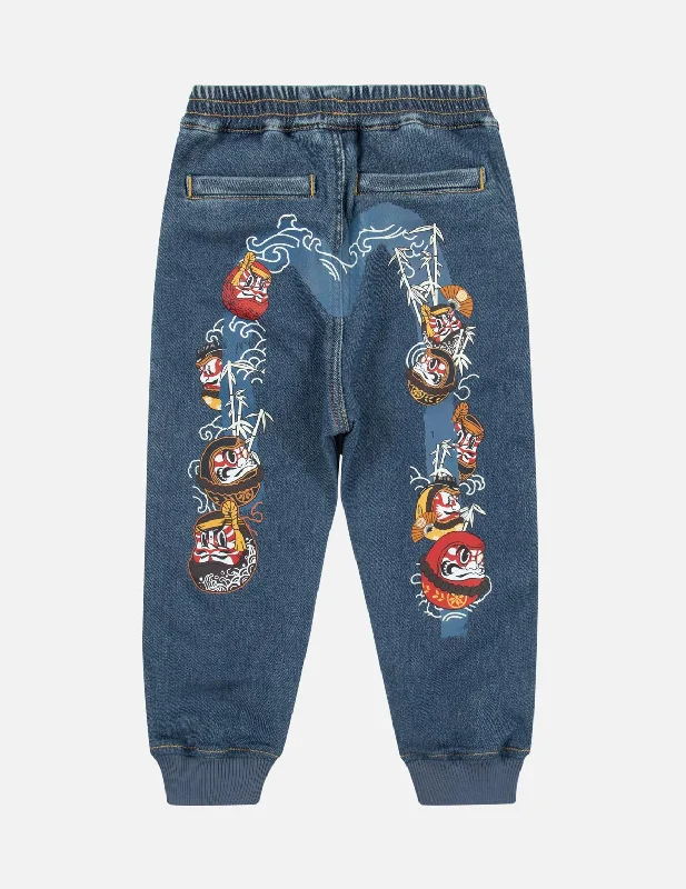 Daruma Daicock Print Jogger Pants Classic Bootcut Trousers