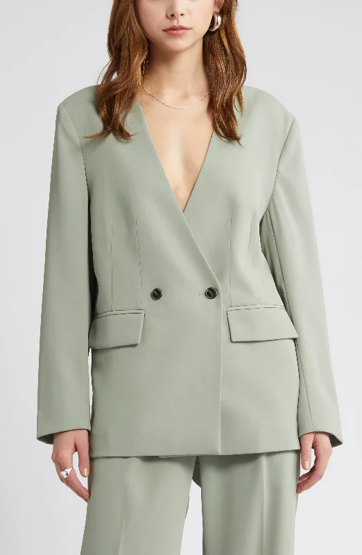 Leisure 2 Piece V Neck Women's Suit (Blazer+Pants） Fashionable Jogger Pants