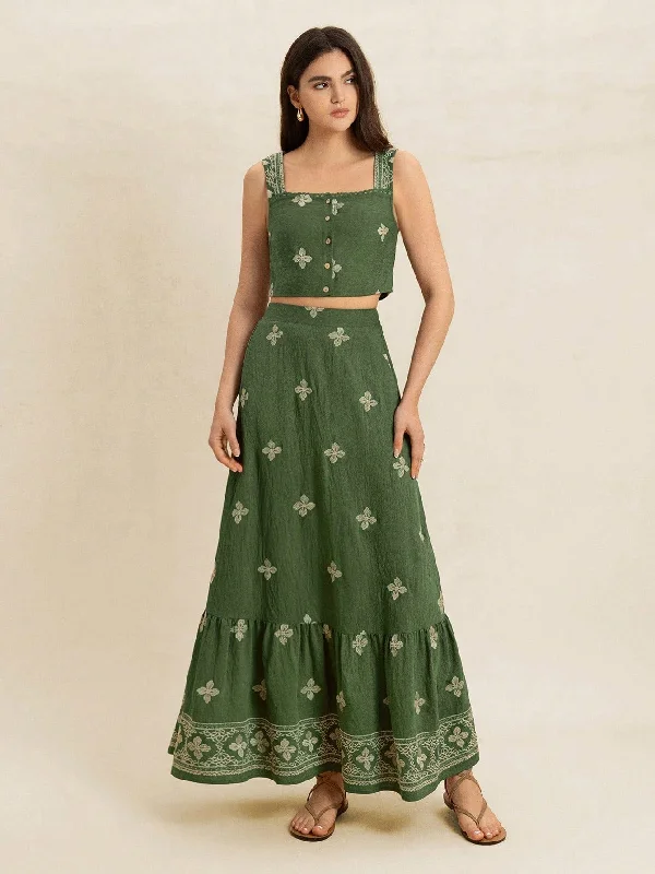 ELENA Maxi Skirt & Top Set linen skirt relaxed