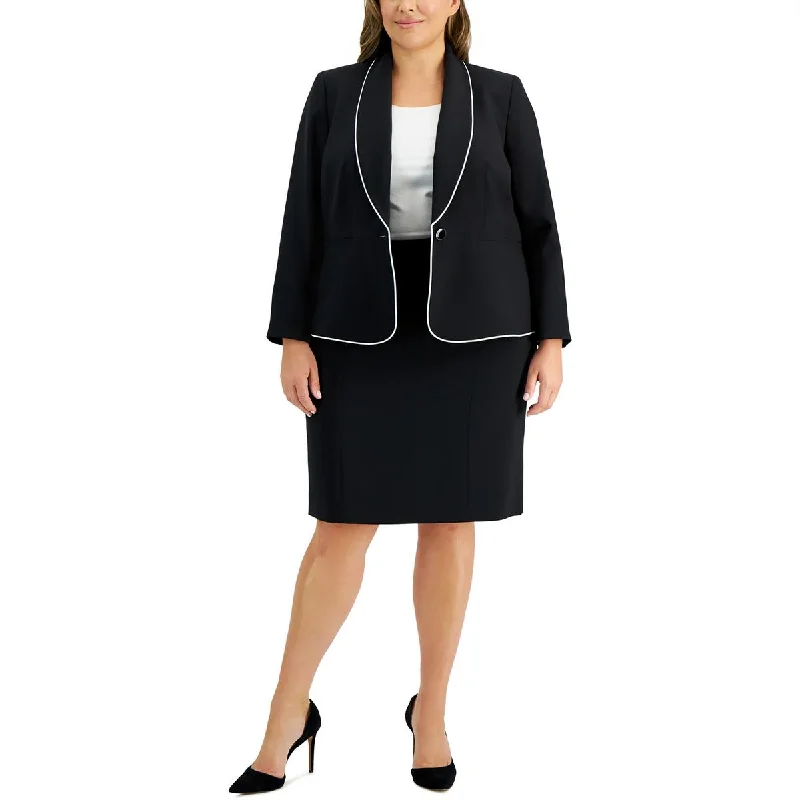 Le Suit Womens Plus Solid  A-Line Skirt velvet skirt glossy