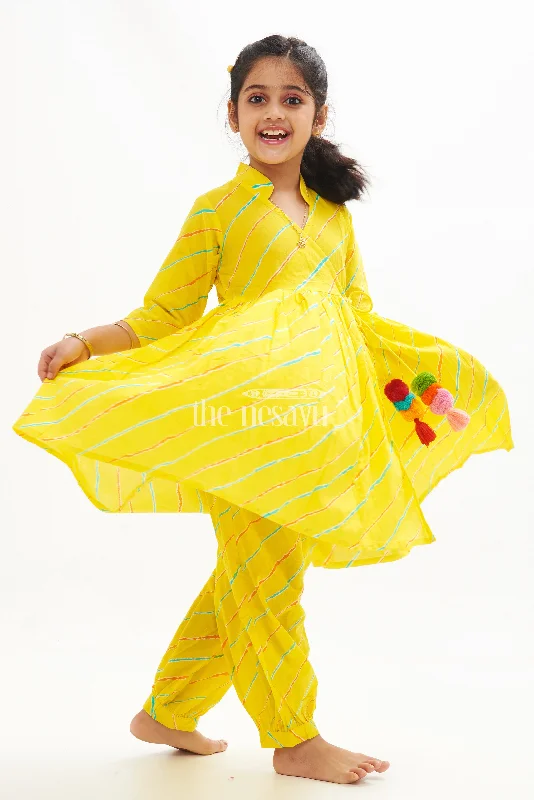 Bright Yellow Haram Pant Set for Kids Stylish Slim Trousers