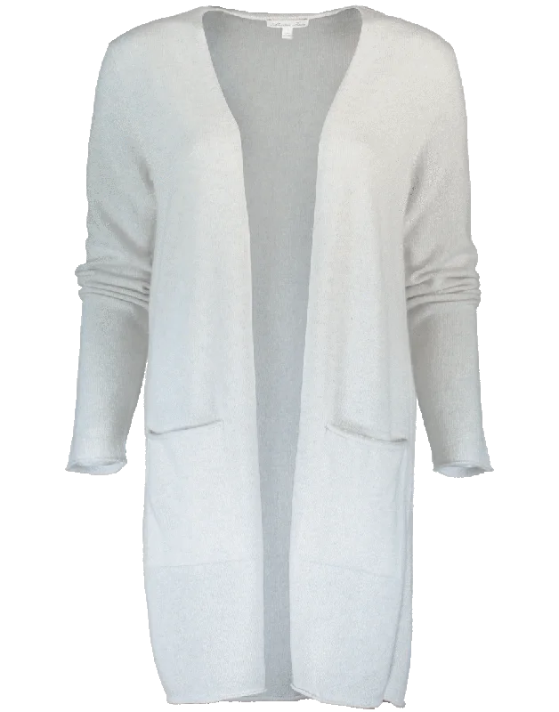 Open Cardigan Front Pockets Side Pockets Patch Pockets