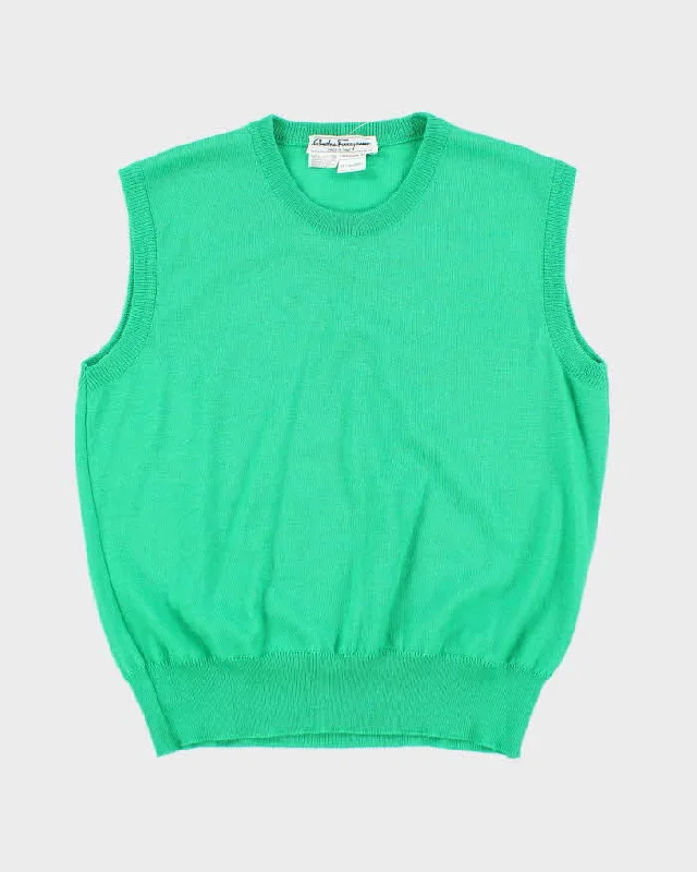 Vintage Salvatore Ferragamo Wool Tank Knit - M black tank top