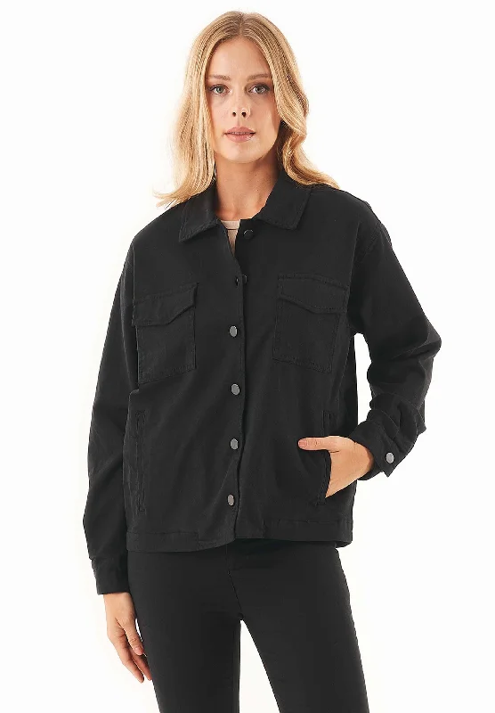 Women's Oversized Shirt Jacket Black Quilted Jacket Puffer Jacket Insulated Jacket