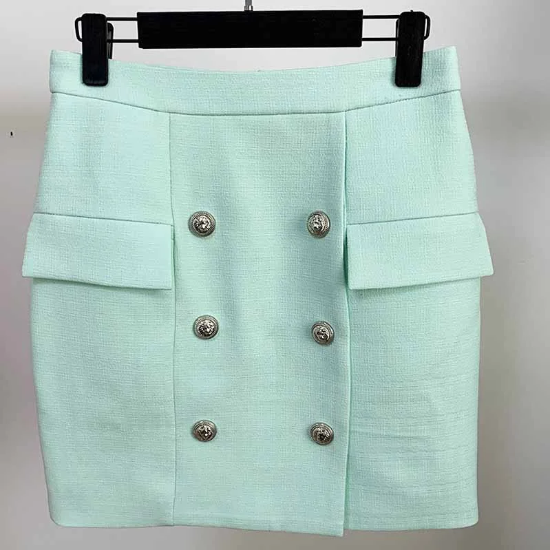 Hight Waisted Mint Formal Skirt Gold-tone Mini Skirt for Ladies velvet skirt plush
