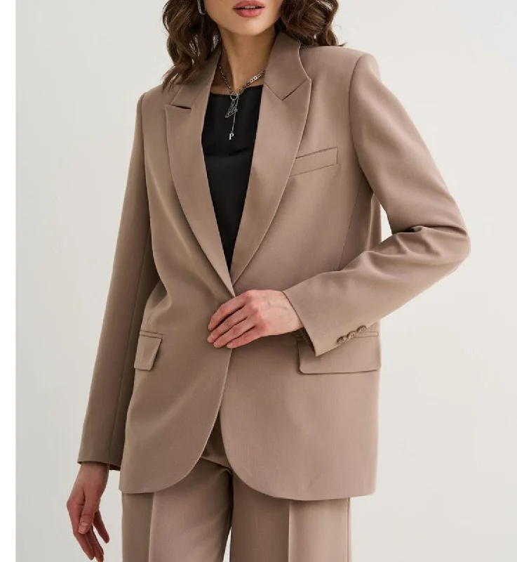 2 PIeces Peak Lapel Women Suit（Blazer+Pants） Formal Wide-Leg Pants