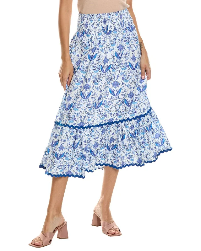 Sail to Sable Smocked Waist Midi Skirt corduroy skirt durable